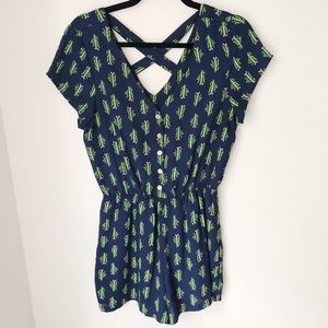 As U Wish Cactus Short Sleeve Romper - size medium